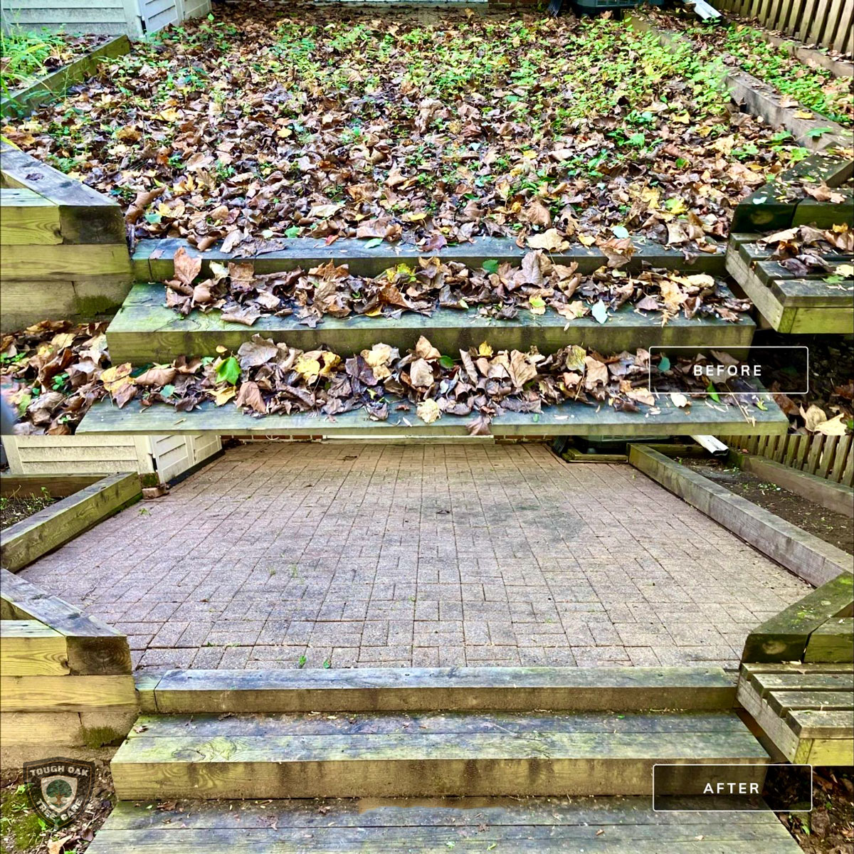 Leaf removal from paver patio in Ellicott City Maryland